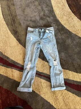 Fashion Nova Light Wash Distressed Boyfriend Jeans